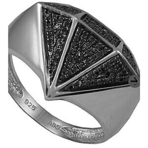 Men's 14 K White Gold over Solid Sterling Silver Black Diamond Ring Size 11